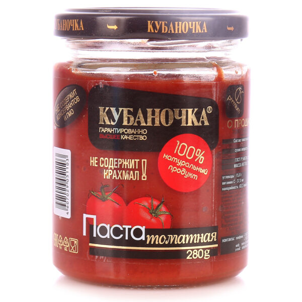 ТОМАТНАЯ ПАСТА КУБАНОЧКА 280 ГР СТЕКЛО /20ШТ.