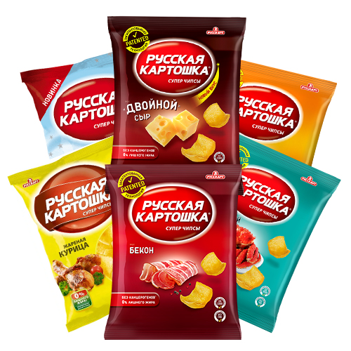 ЧИПСЫ "РУССКАЯ КАРТОШКА". 20ГР. АССОРТИ.  48ШТ.УП.