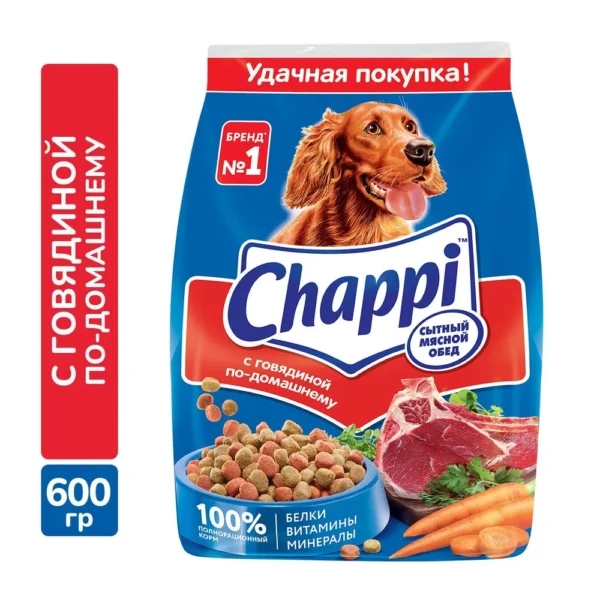 КОРМ СУХОЙ ЧАППИ С ГОВЯДИНОЙ ДЛЯ СОБАК. 600ГР.