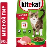 КИТЕКАТ 800ГР.МЯСНОЙ ПИР (СУХОЙ КОРМ) 10ШТ.УП.