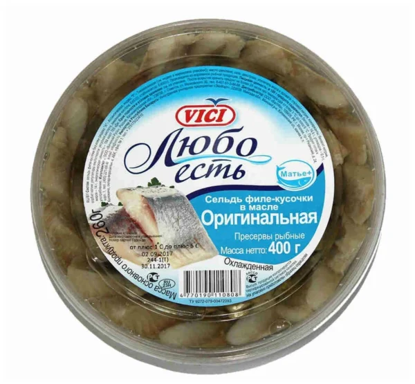 Сельдь Атлантическая Филе Кусочки В Масле 400 гр